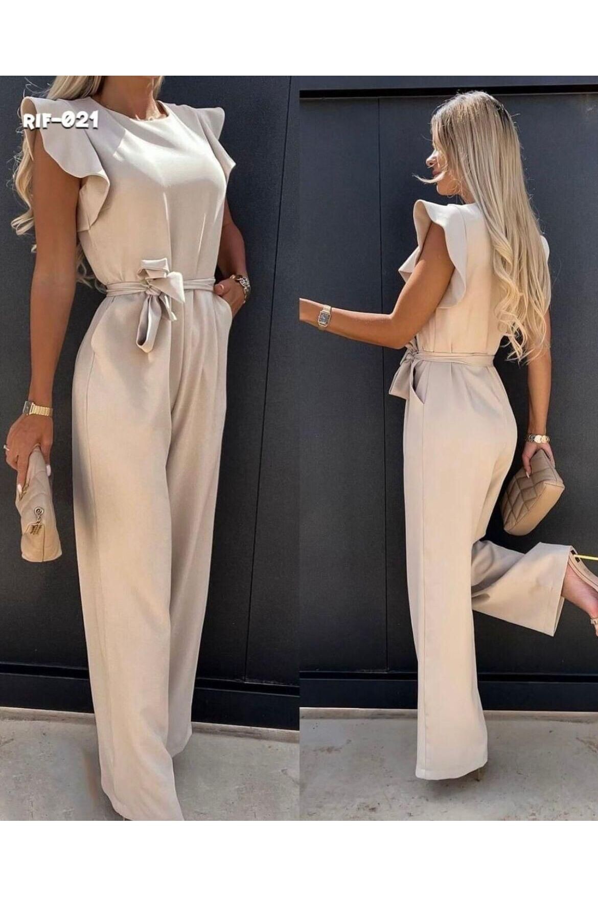 Athena Dabıl Kumaş Belden Bağlamalı Tulum