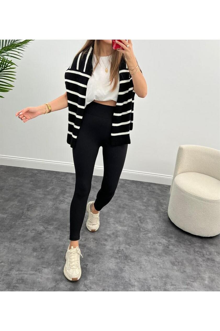 Beli ve Basen İncelten Fitilli Tayt - İçi Şardonlu