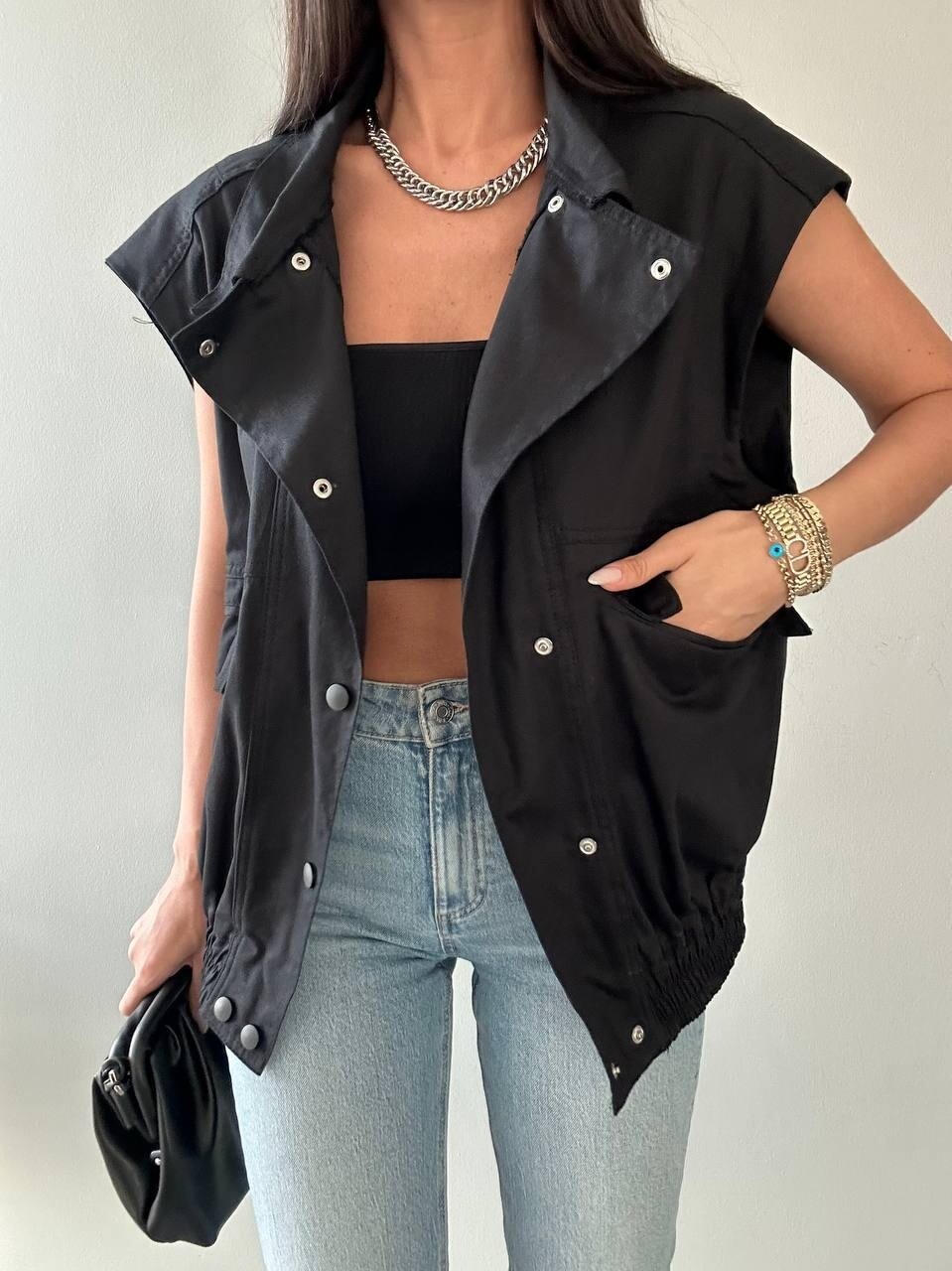 Cepli Denim Tarz Yelek