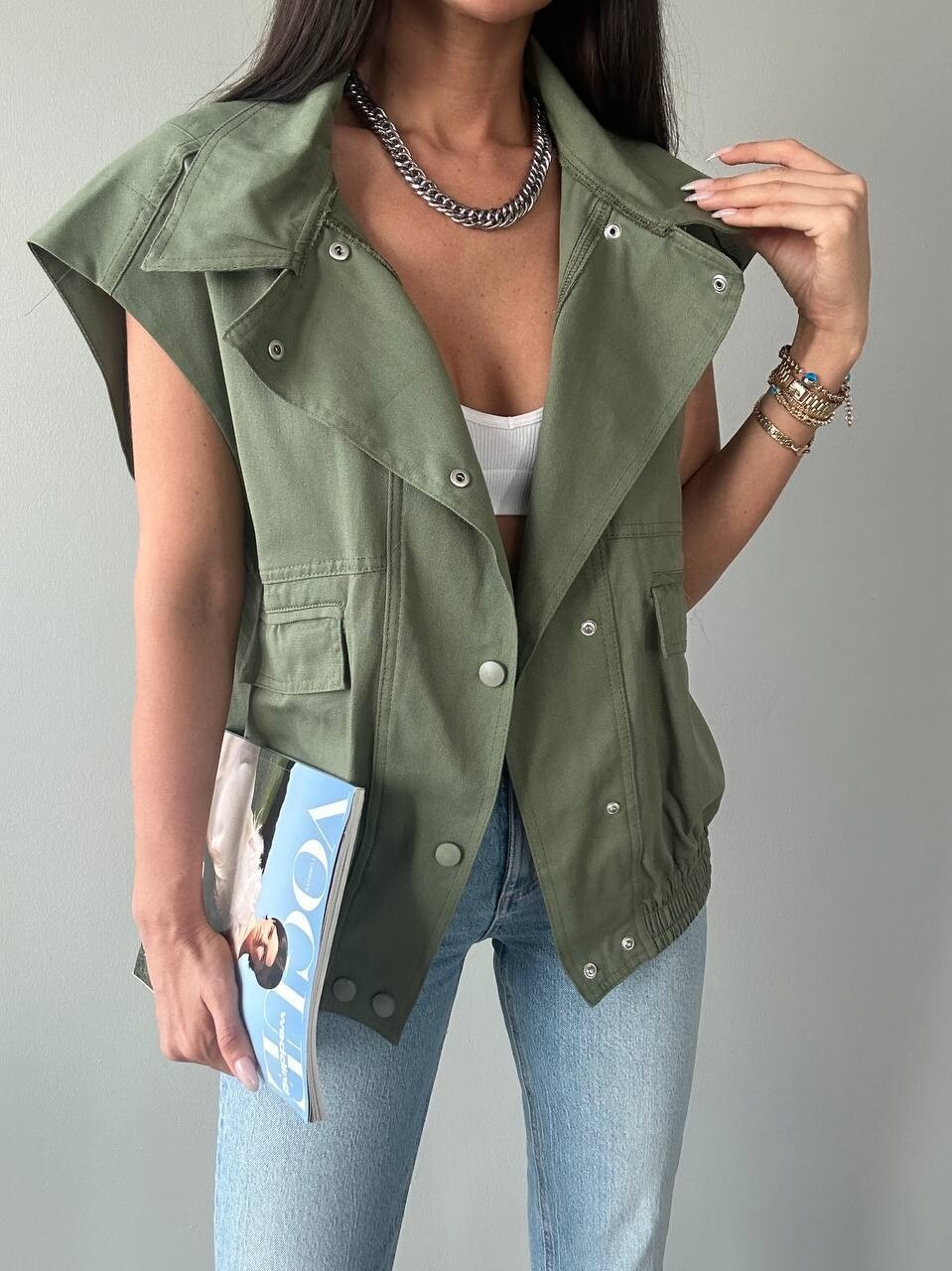 Cepli Denim Tarz Yelek