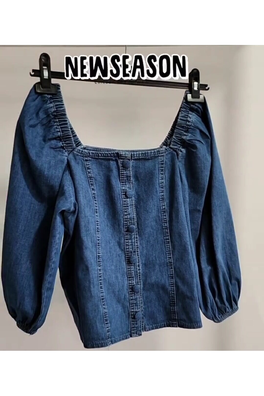 Düğme Deatlı Jean Kumaş Bustıyer Bluz