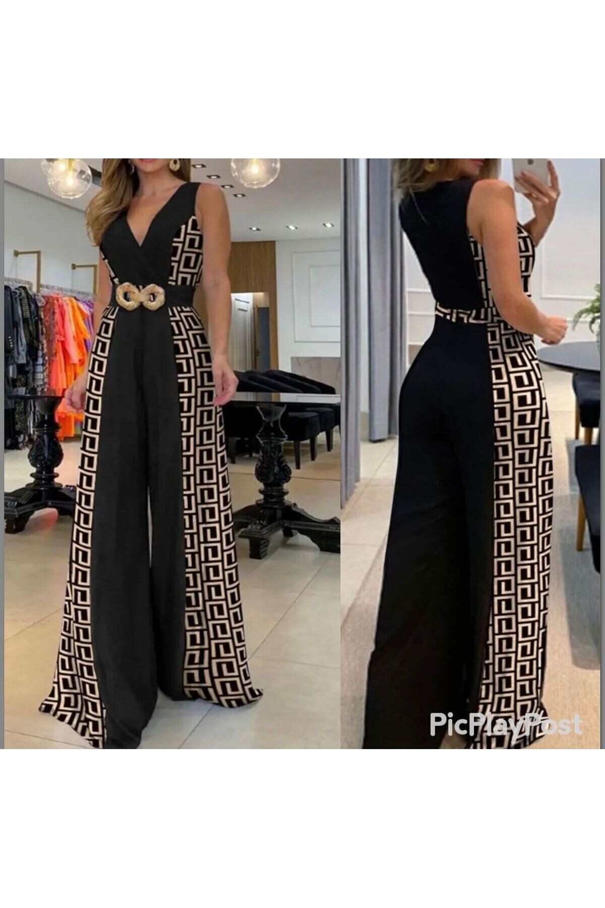 İthal Hürrem Kumaş Kemerli Tulum