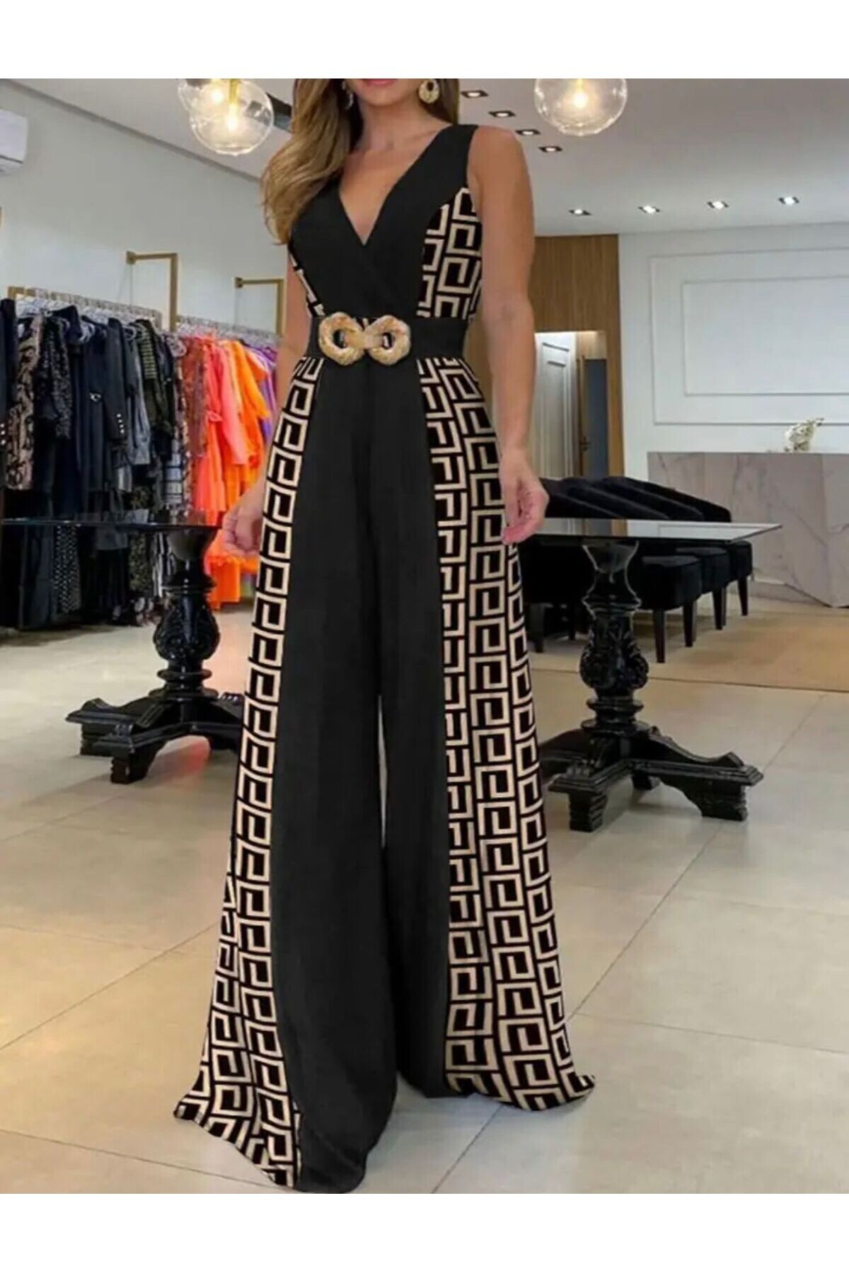 İthal Hürrem Kumaş Kemerli Tulum