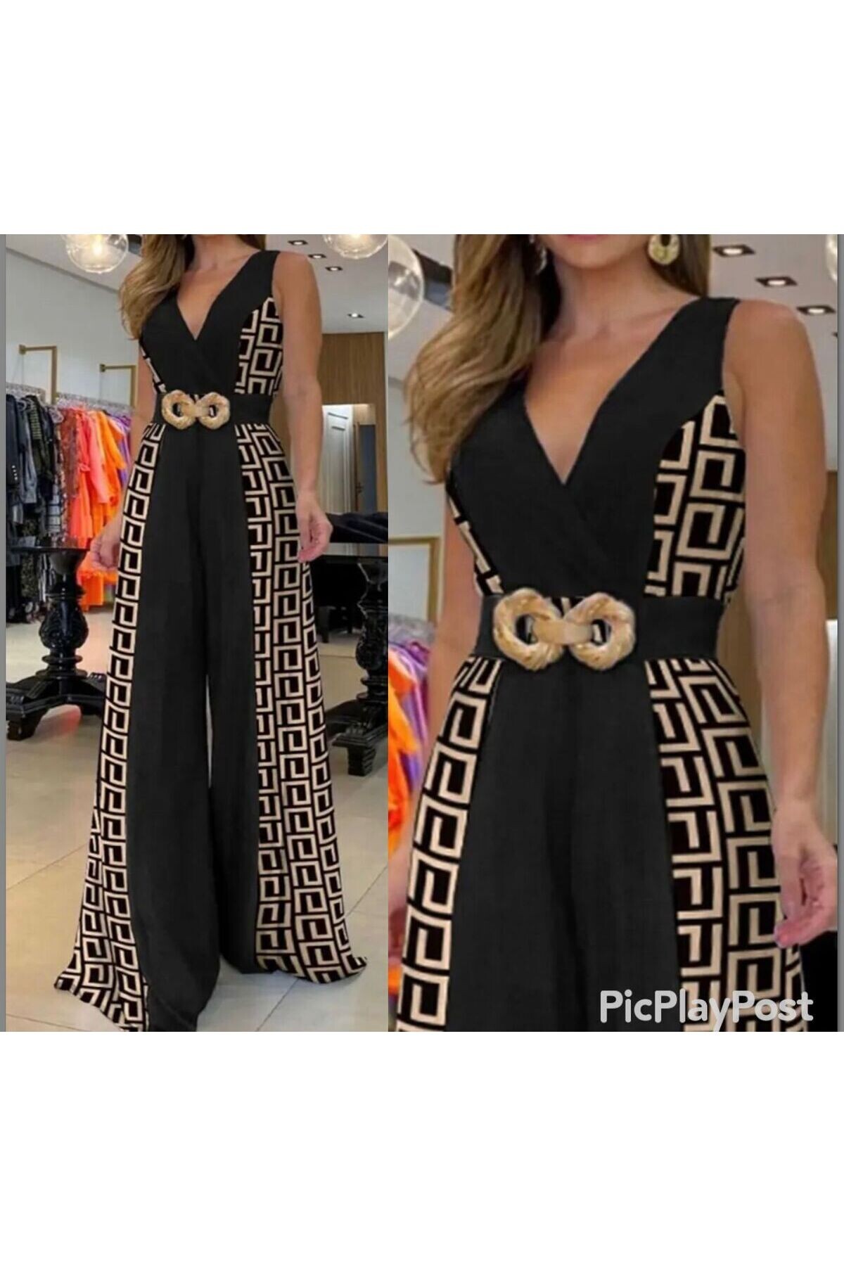 İthal Hürrem Kumaş Kemerli Tulum