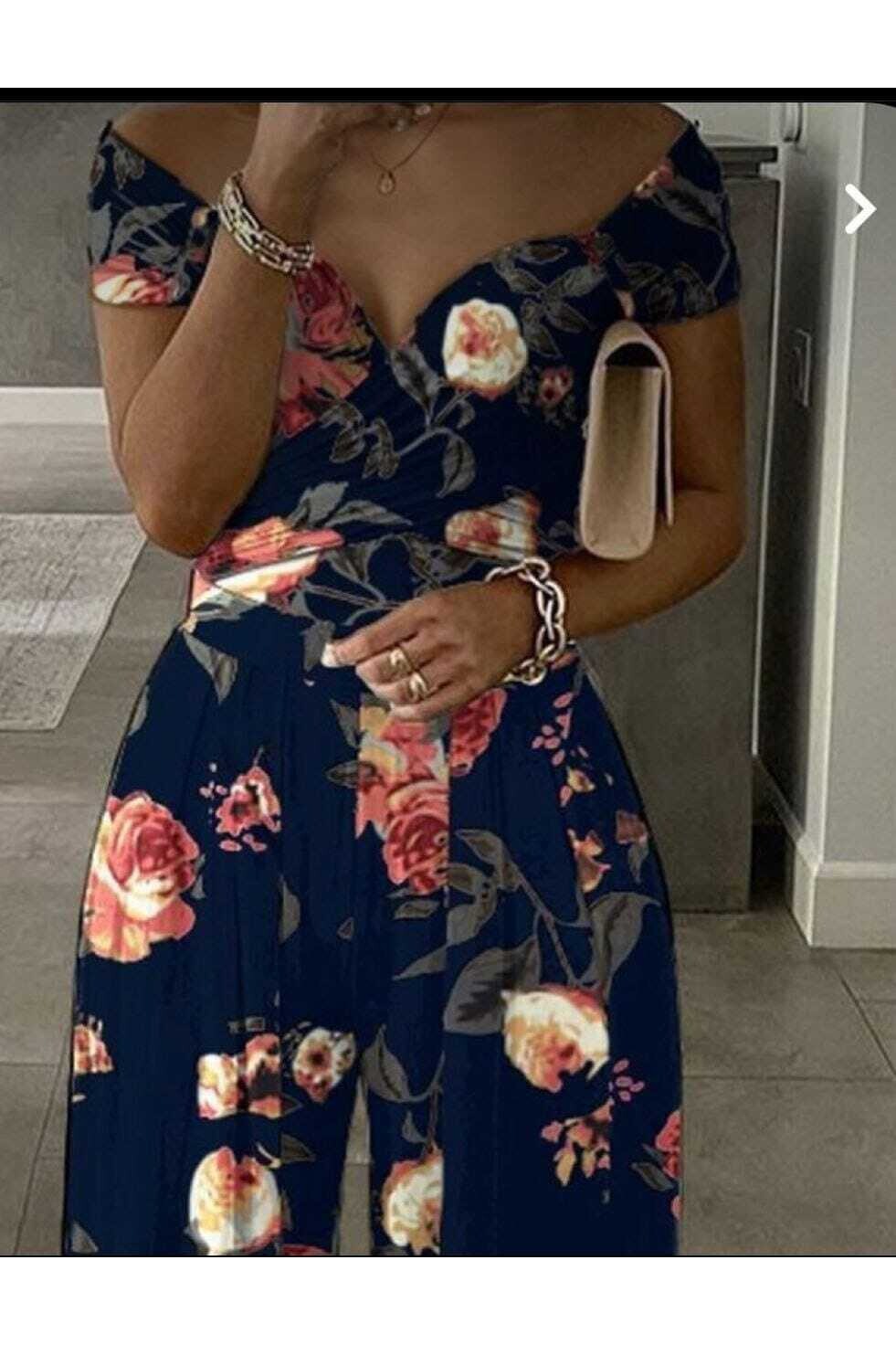 Ithal Mikro Kumaş Çiçekli Tulum