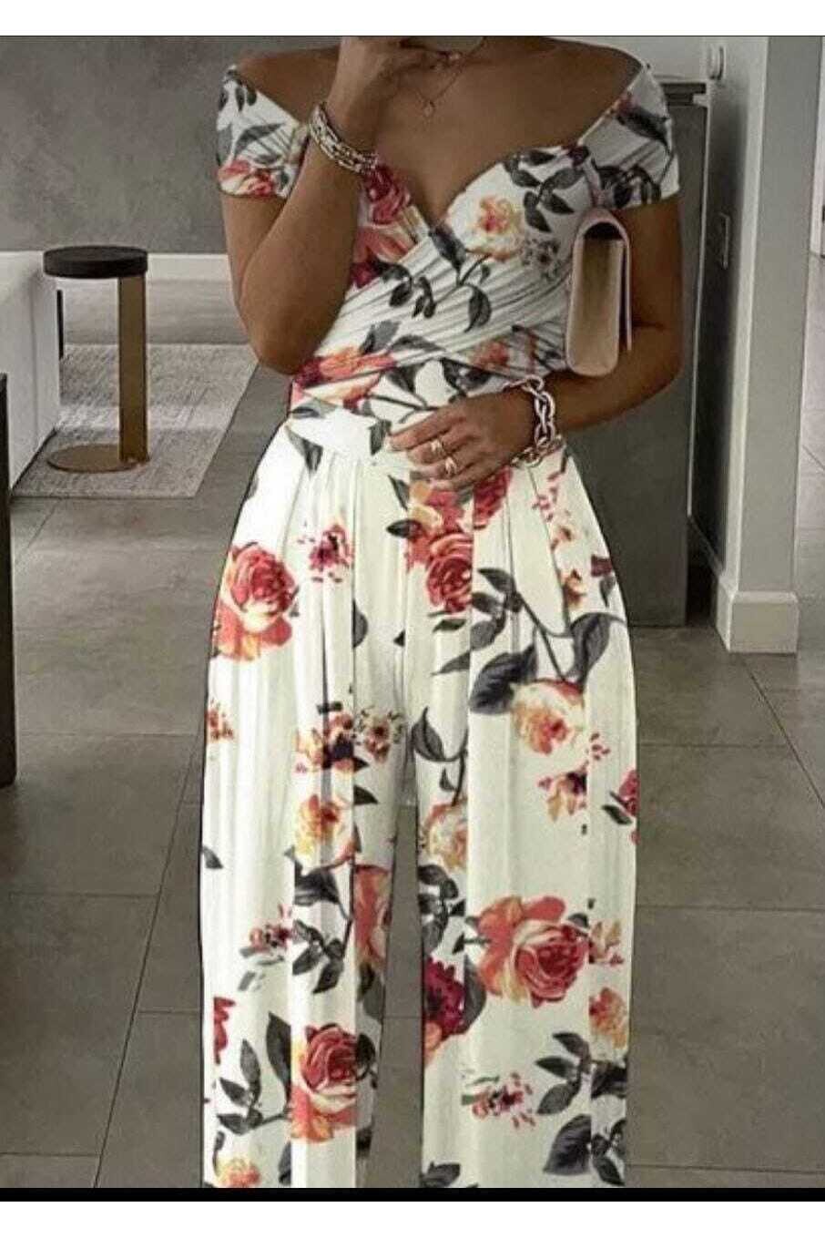 Ithal Mikro Kumaş Çiçekli Tulum