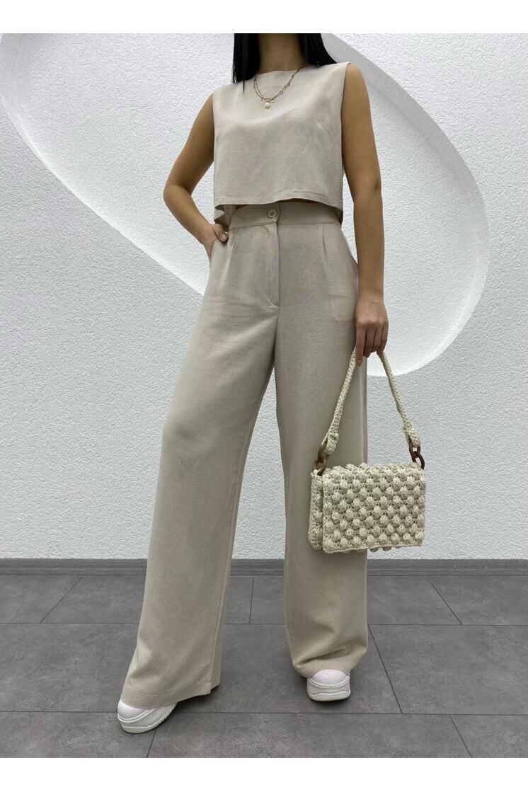 Keten Bluz & Pantolon Takım