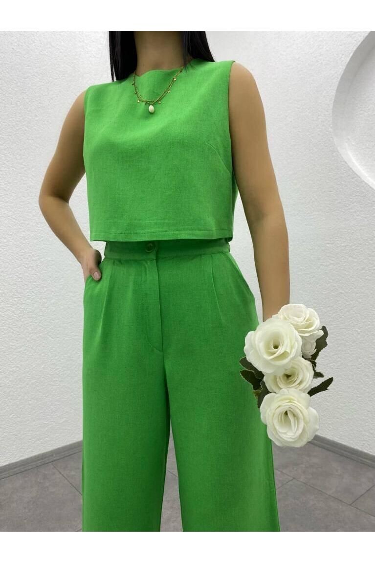 Keten Bluz & Pantolon Takım