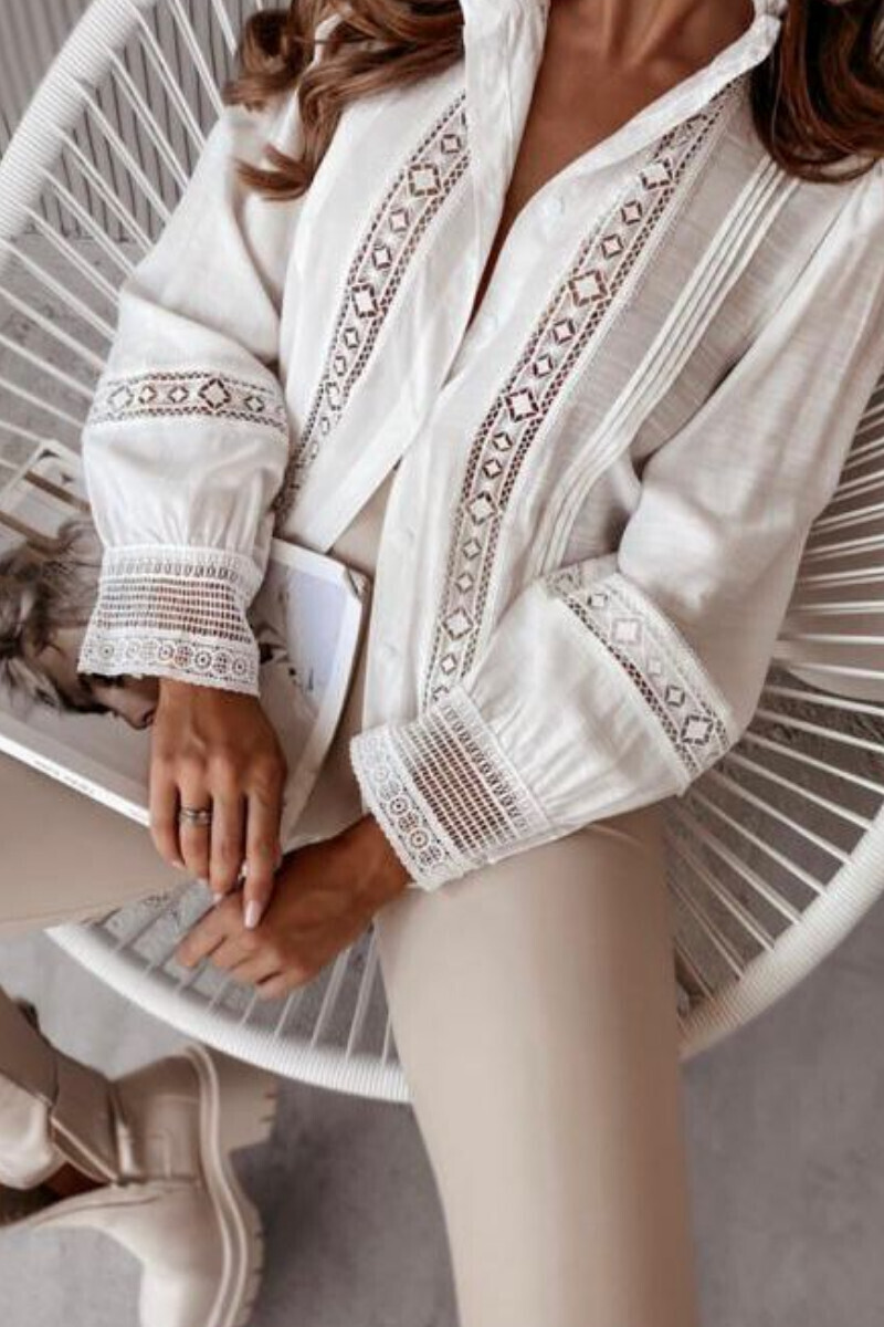 Keten Kumaş Nevrul Detaylı Gömlek