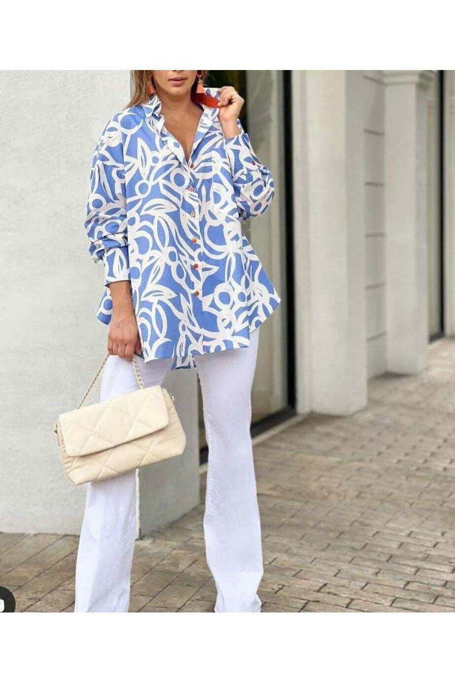 Prenses Kumaş Geometrik Desen Gömlek