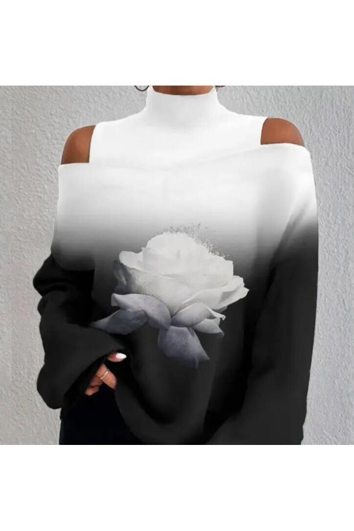 Scuba Dalgıç Kumaş Çiçek Detaylı Bluz