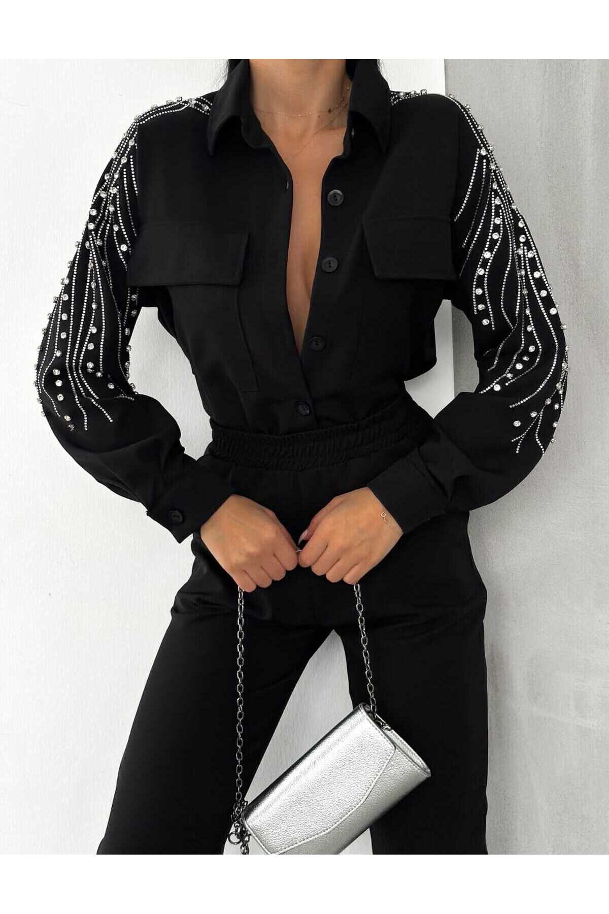 Taş Detaylı Dabıl Kumaş Takım
