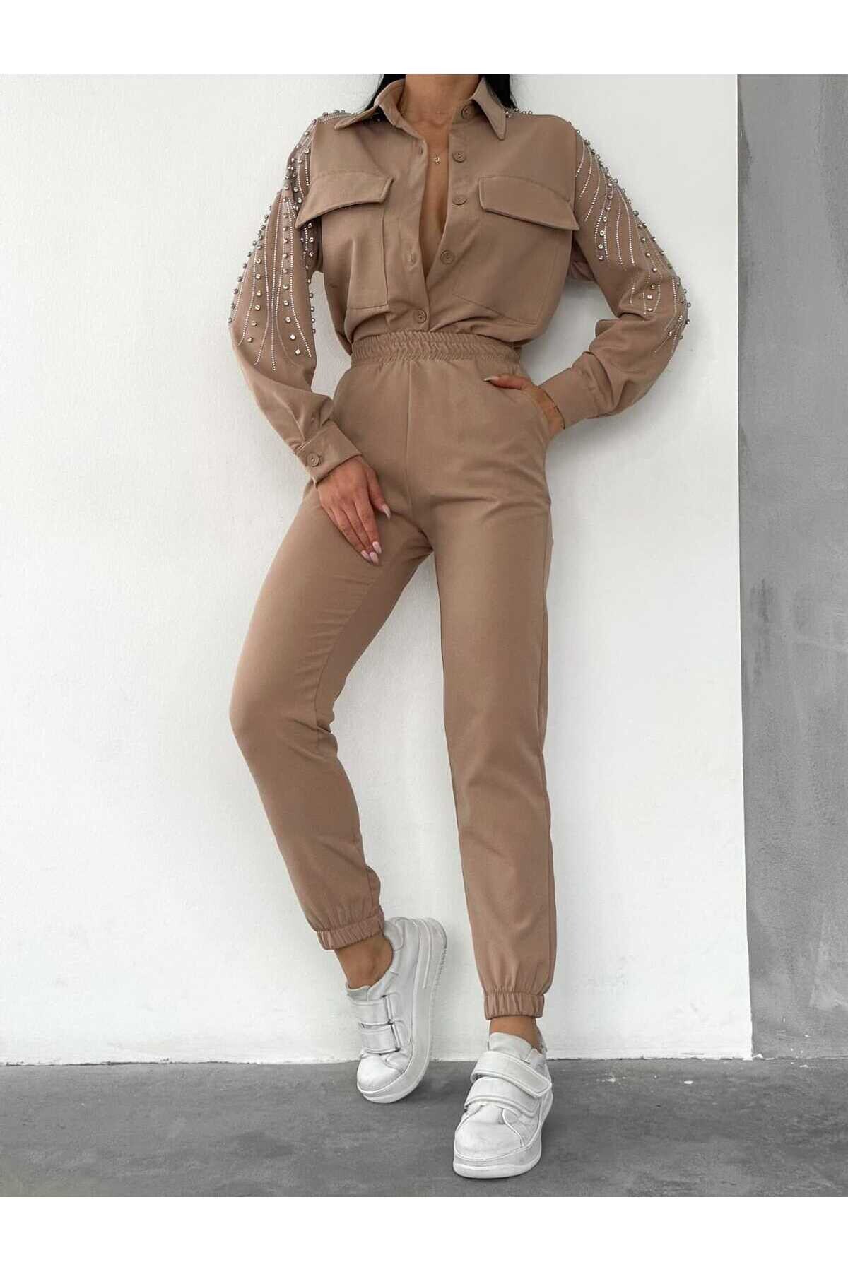 Taş Detaylı Dabıl Kumaş Takım