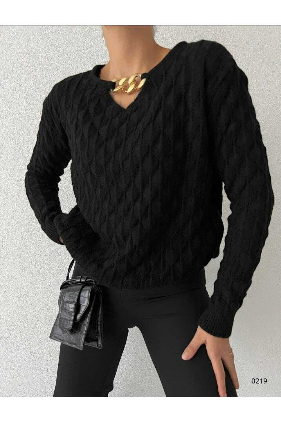 Yakası Zicirli Triko Kazak