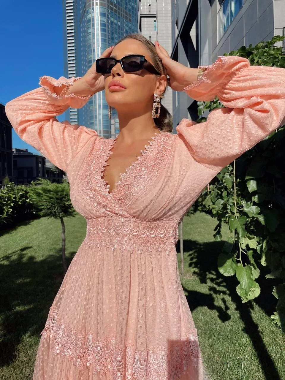 Nakışlı Maxi Tül Elbise