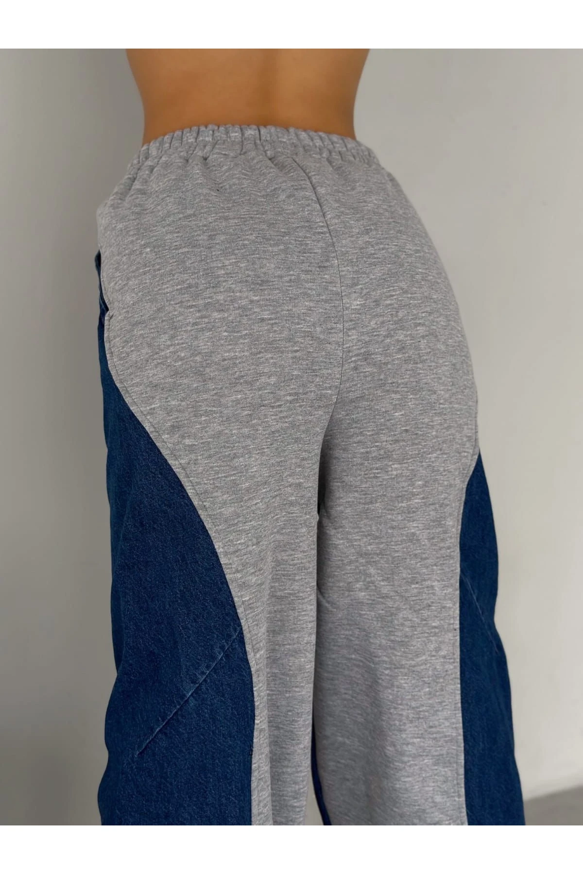 3 İp Garnili Kumaş Kot Detaylı Eşofman Altı