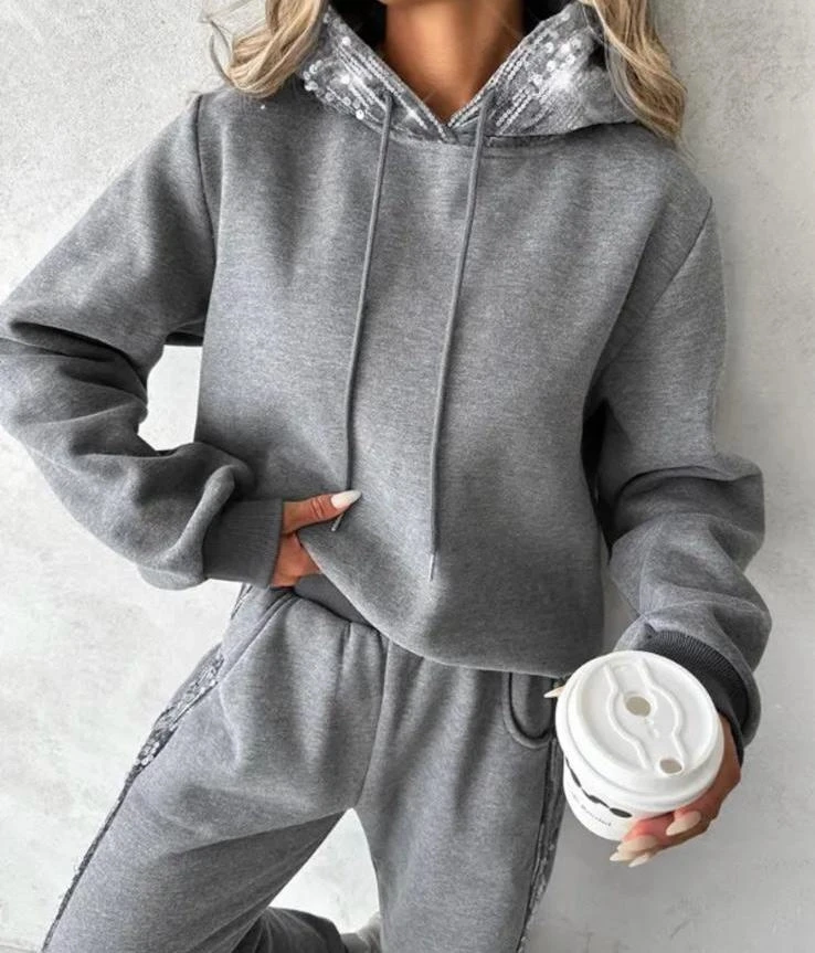 3 İplik Şardonlu Kumaş İthal Payet Aksesuar Detaylı Takım