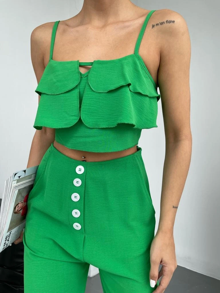 Aerobin Kumaş Bluz Pantolon Takım