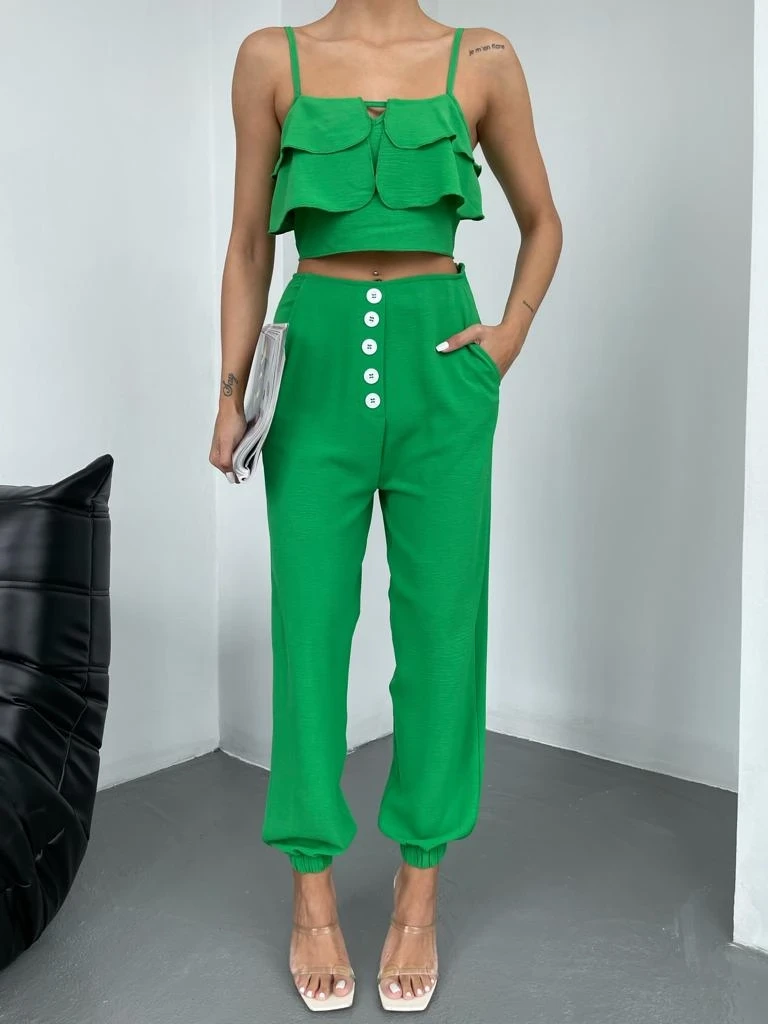 Aerobin Kumaş Bluz Pantolon Takım