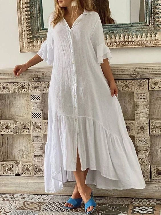 Airobin Kumaş Düğmeli Elbise