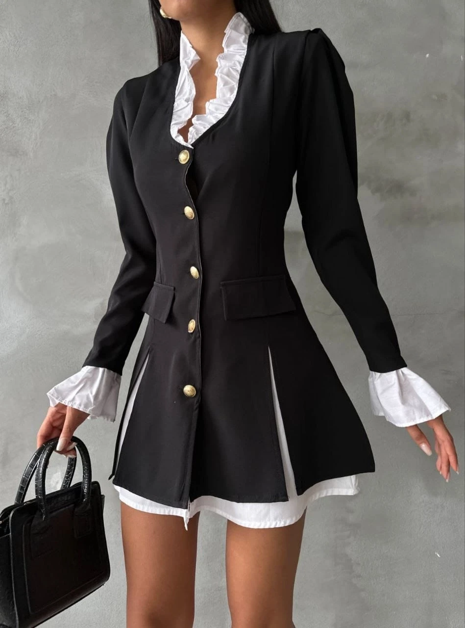 Atlas Kumaş Ceket Elbise