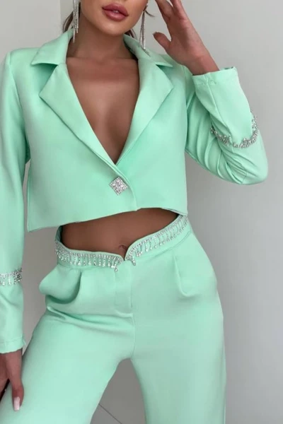 Atlas Kumaş İnci Detaylı Pantolon Ceket Takım