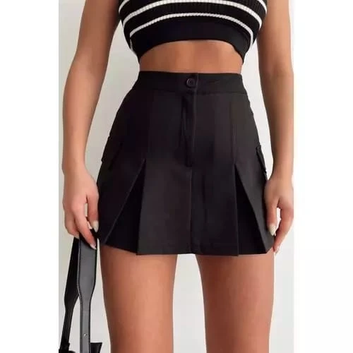 Atlas Kumaş Şortlu Etek