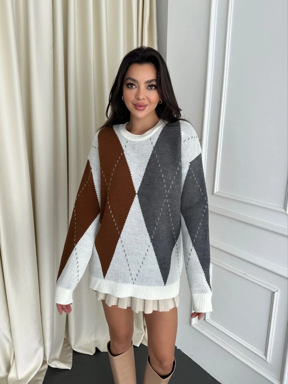 Baklava Desen Triko Kazak