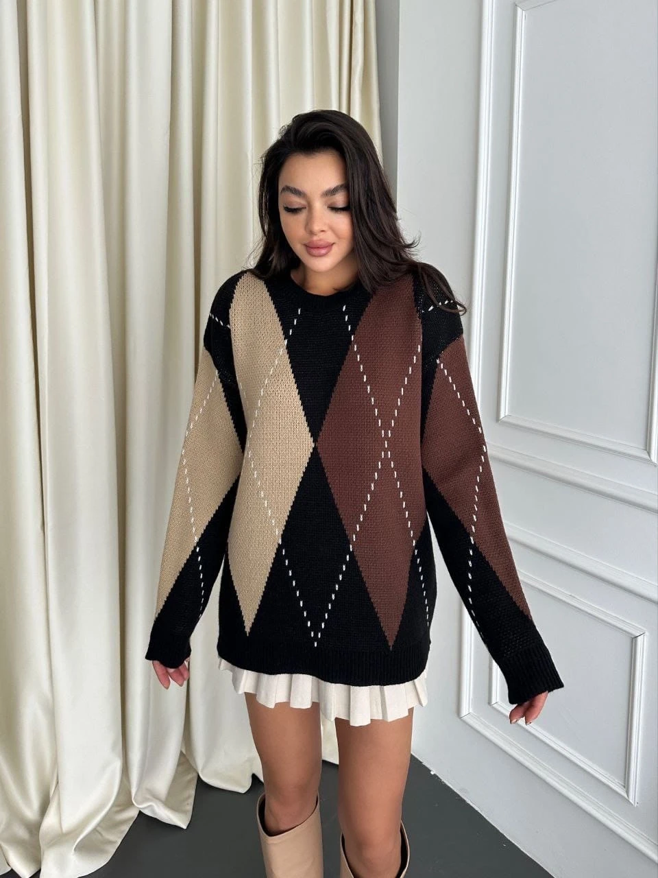 Baklava Desen Triko Kazak