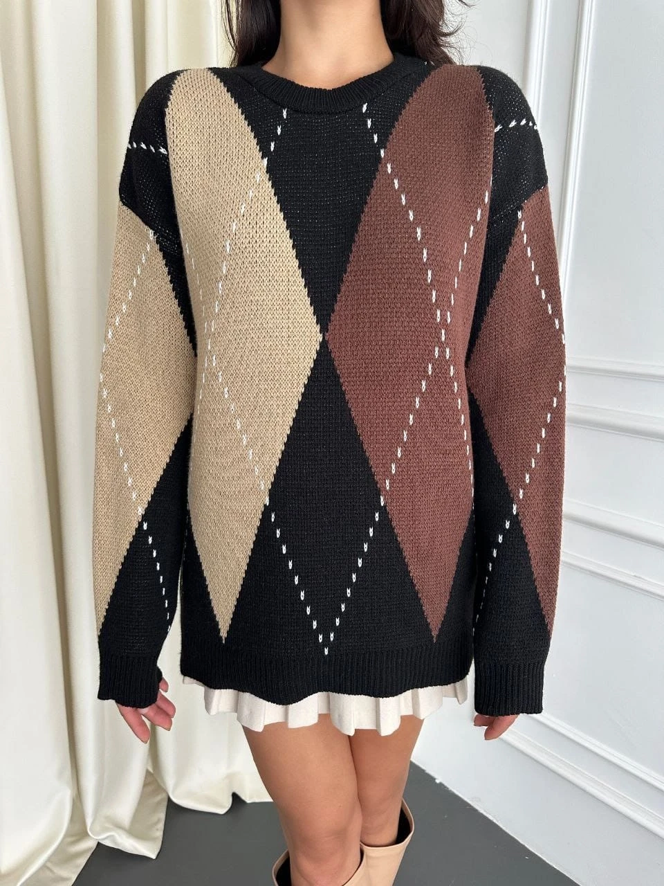 Baklava Desen Triko Kazak