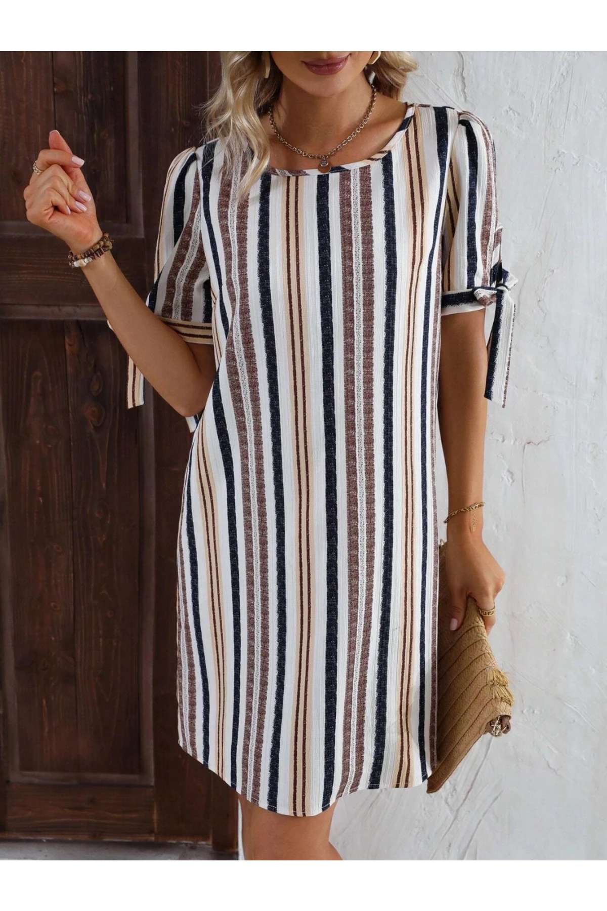 Baskılı İthal Keten Elbise