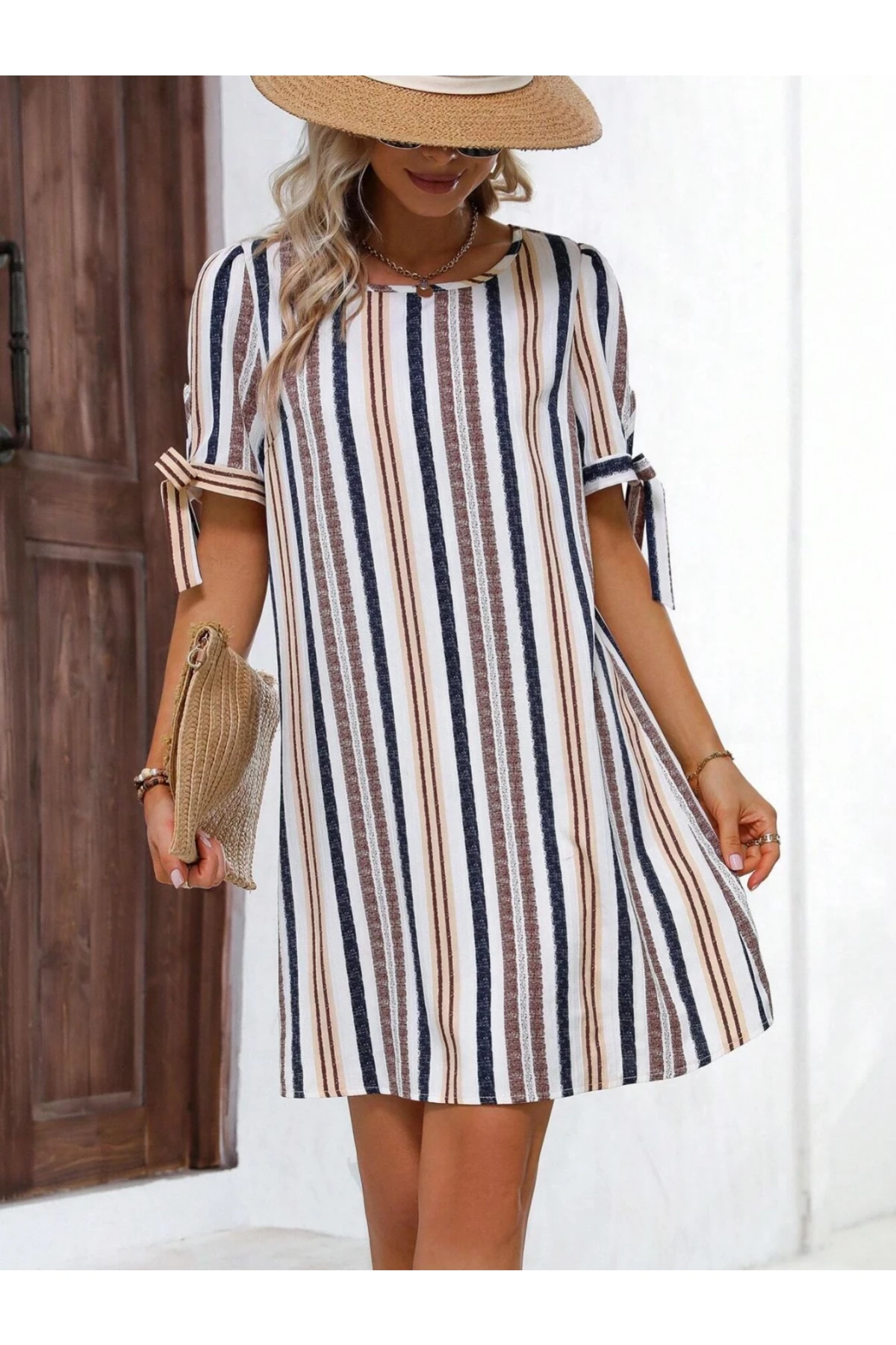 Baskılı İthal Keten Elbise