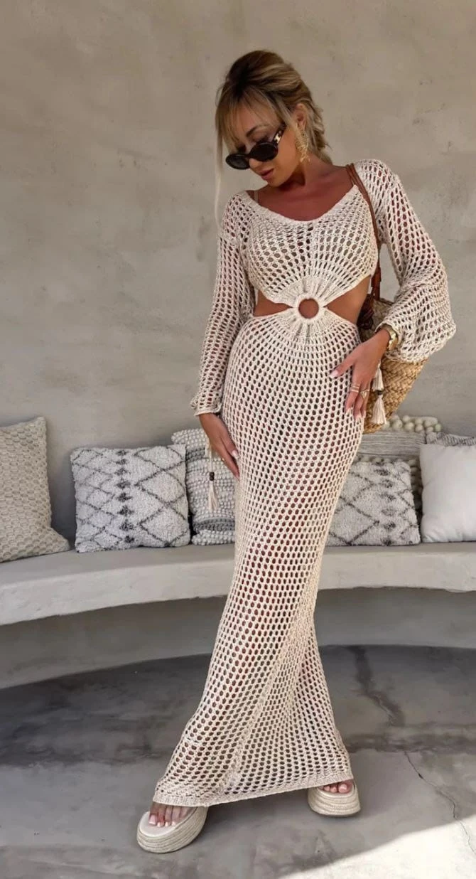 Beli Aksesuarlı File Pareo Elbise