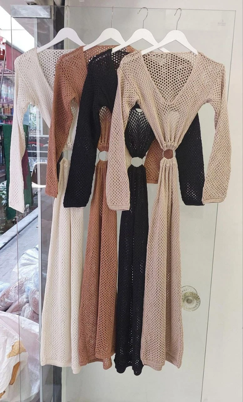 Beli Aksesuarlı File Pareo Elbise