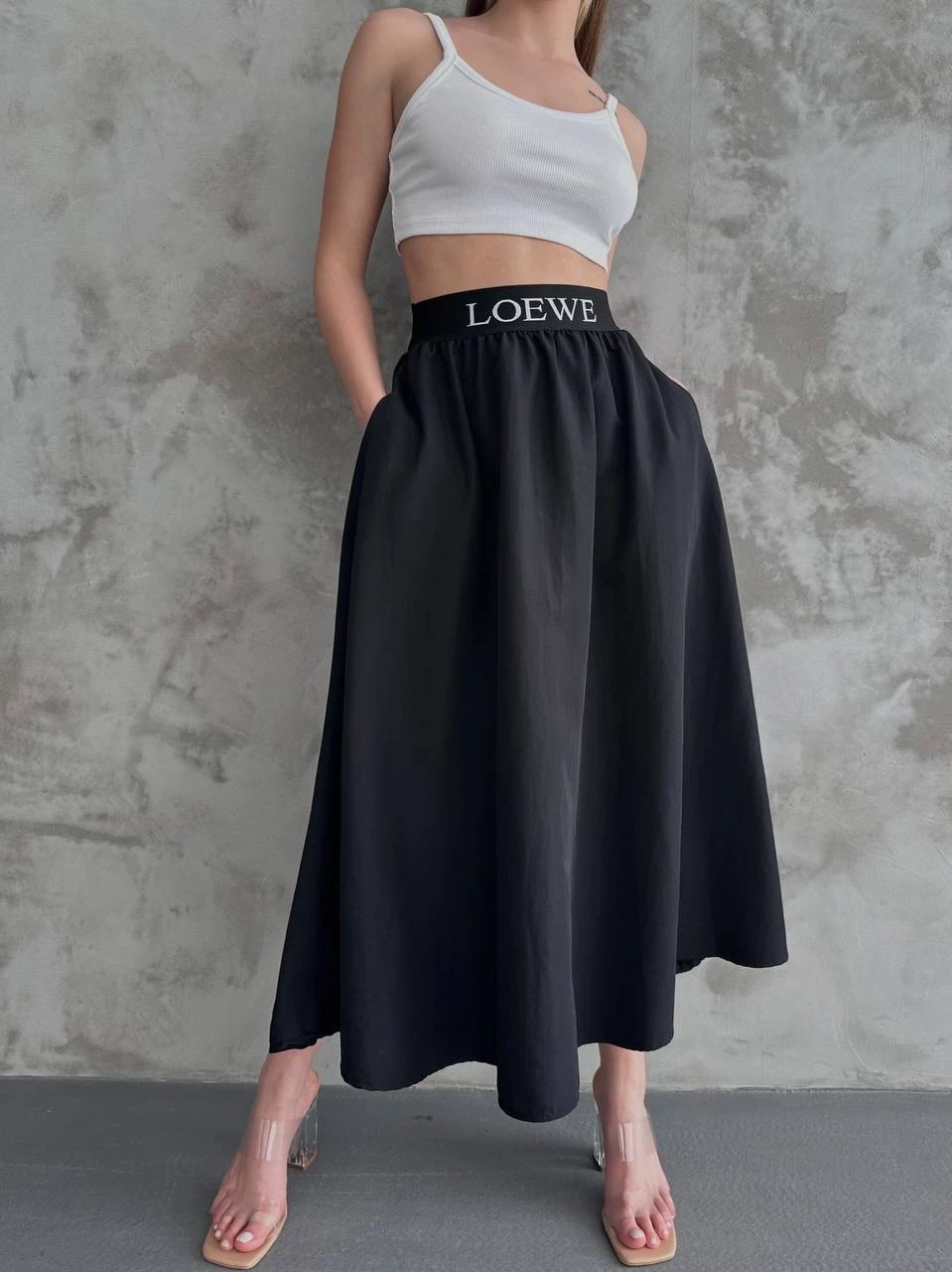 Beli Dokuma Lastik Yanlardan Cep Detaylı Paraşüt Etek