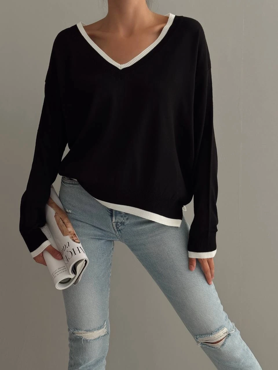 Biyeli V yaka Triko Kazak