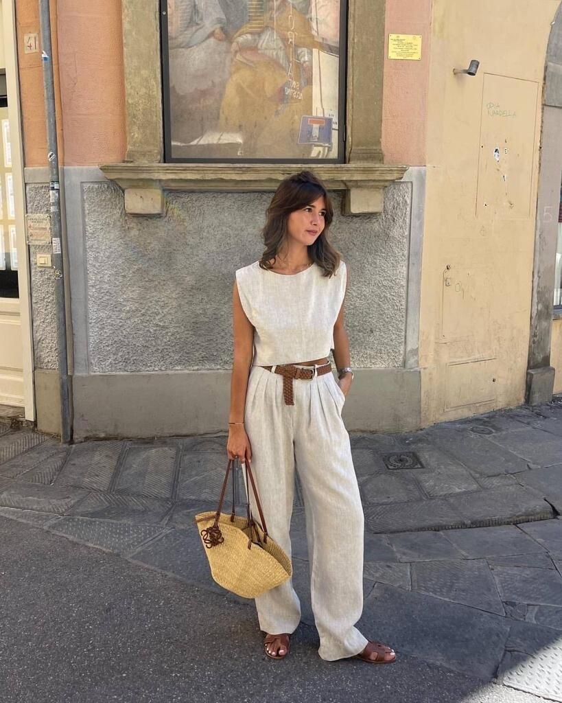 Bluz&Pantolon Keten Takım  **Kemer Hariçtir**