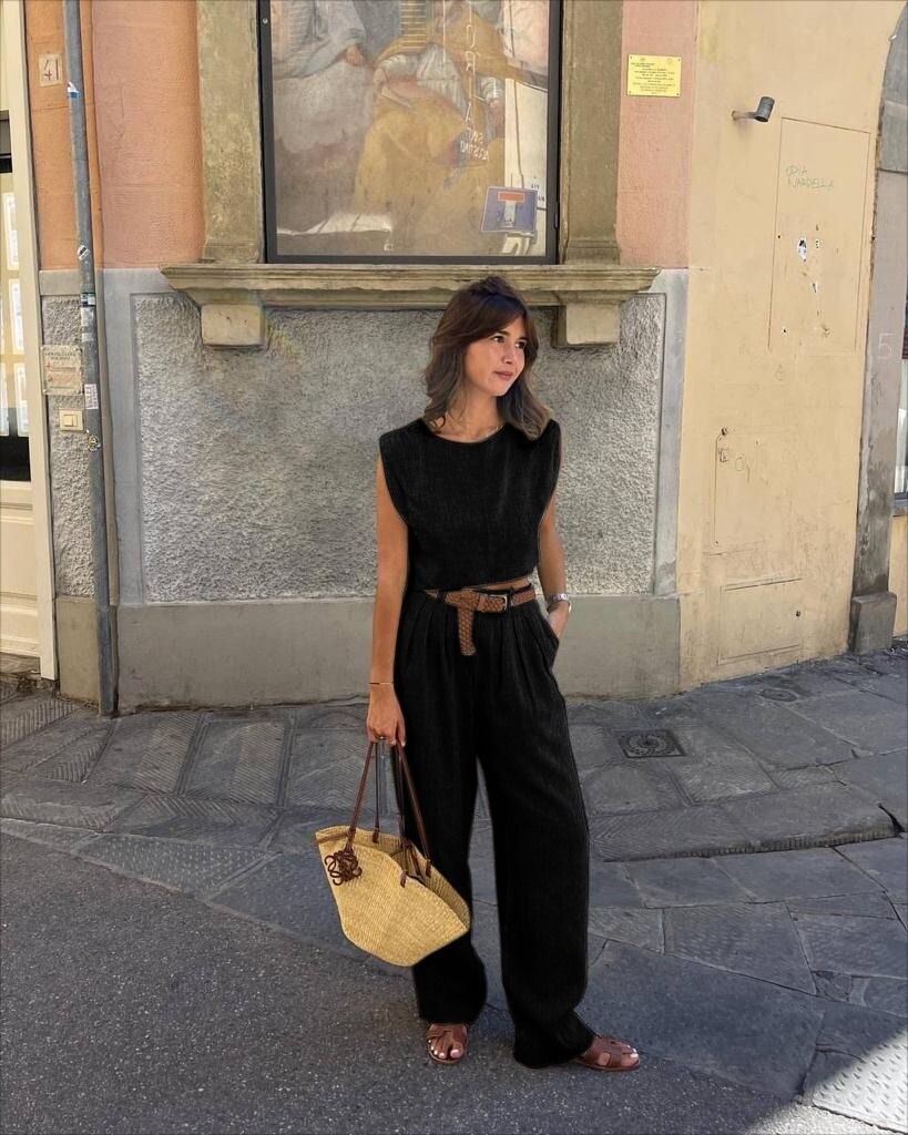 Bluz&Pantolon Keten Takım  **Kemer Hariçtir**