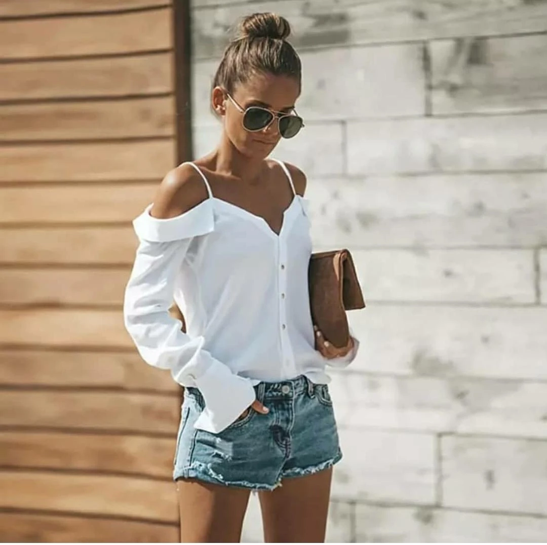 Carmen Omuz Dekolteli Tasarım Bluz