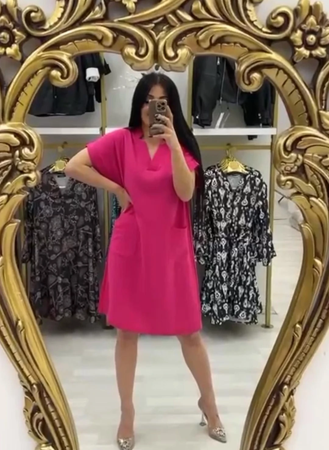 Cep Detaylı Midi Boy Elbise