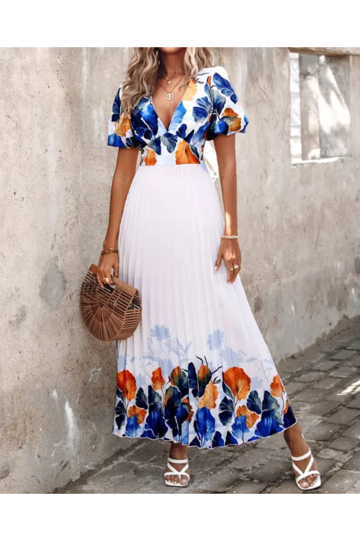 Cobe Saten Kumaş Piliseli Elbise