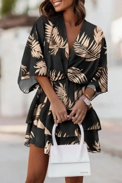 Crep Kumaş Eteği Katlı Elbise