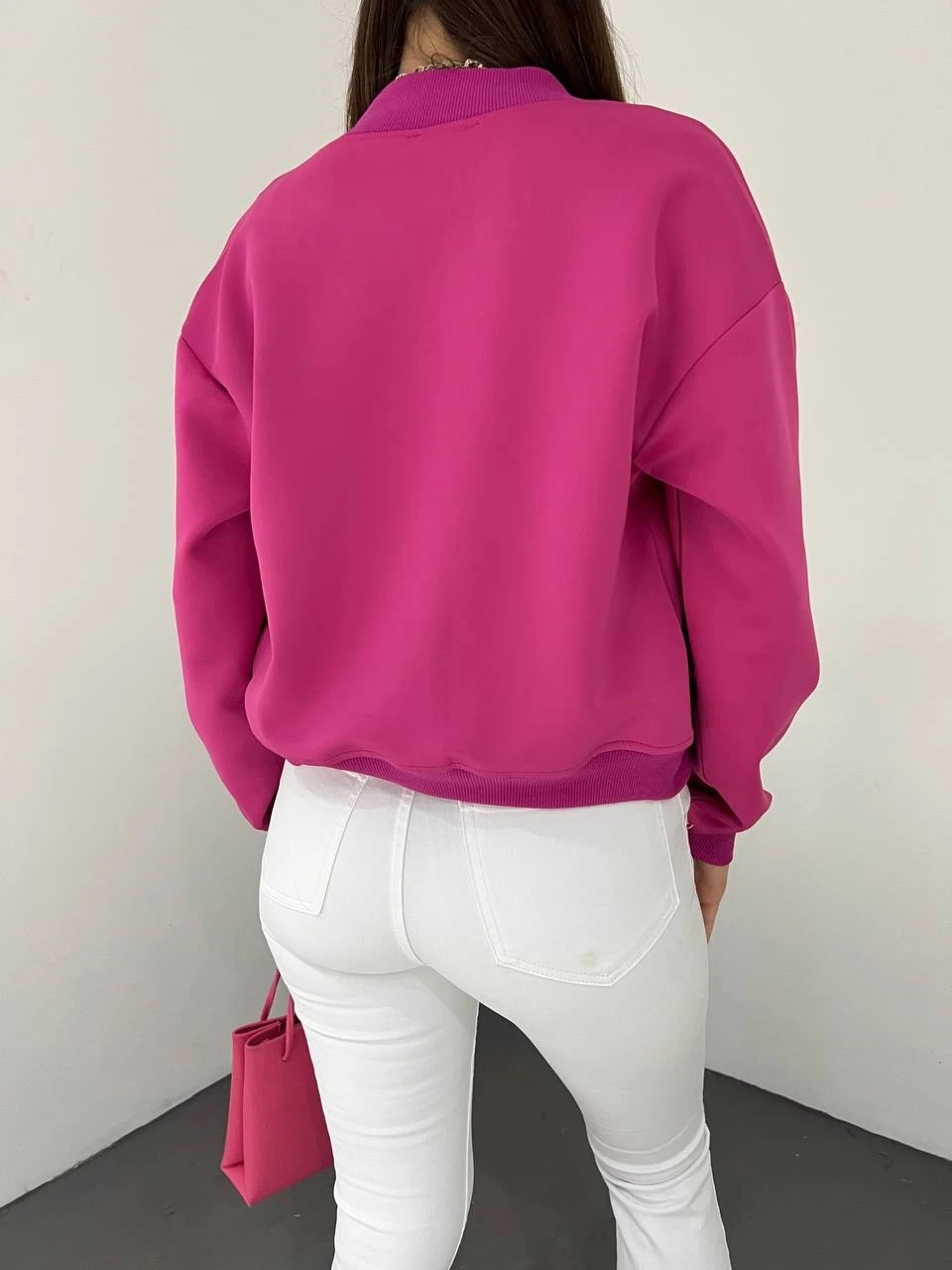 Dalgıç Kumaş Çift Cepli  Bomber Ceket