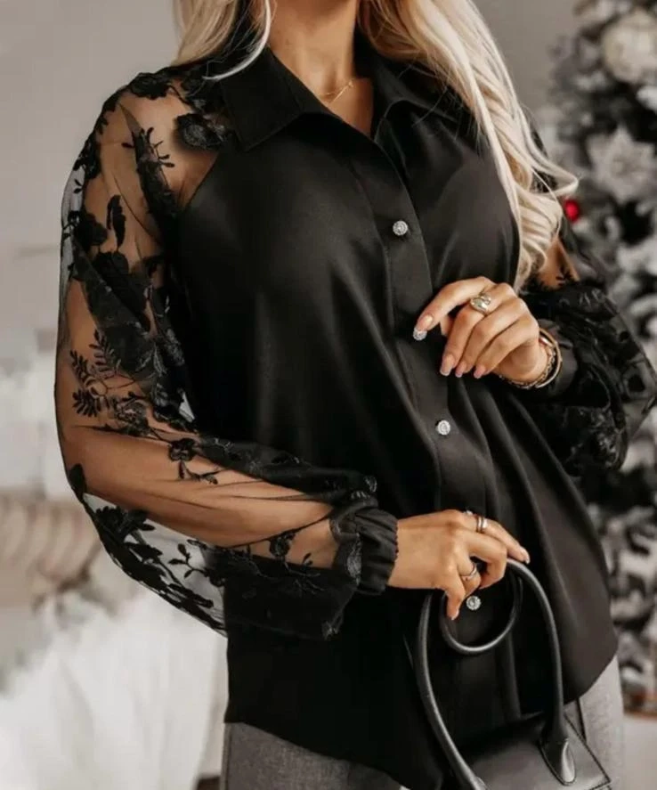 Dalgıç Kumaş Dantelli Gömlek