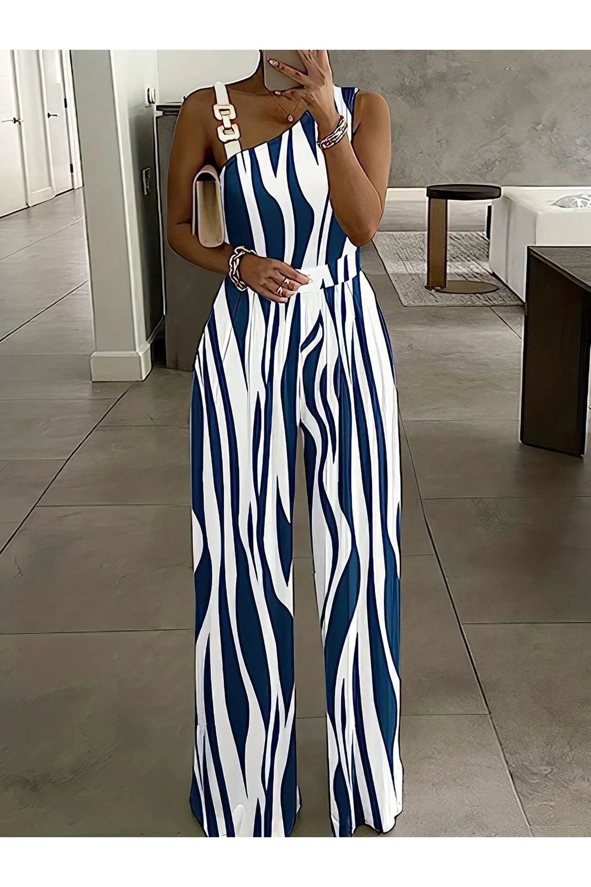 Dalgıç Kumaş Dijital Baskılı Tokalı Tulum