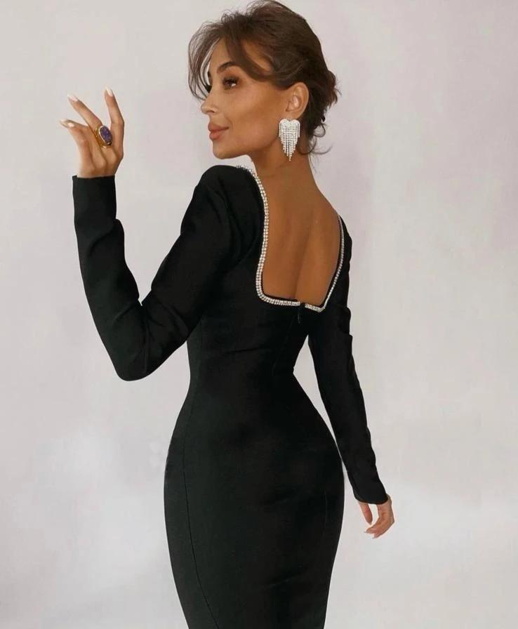 Dalgıç Kumaş Göğüs Dekolteli Elbise