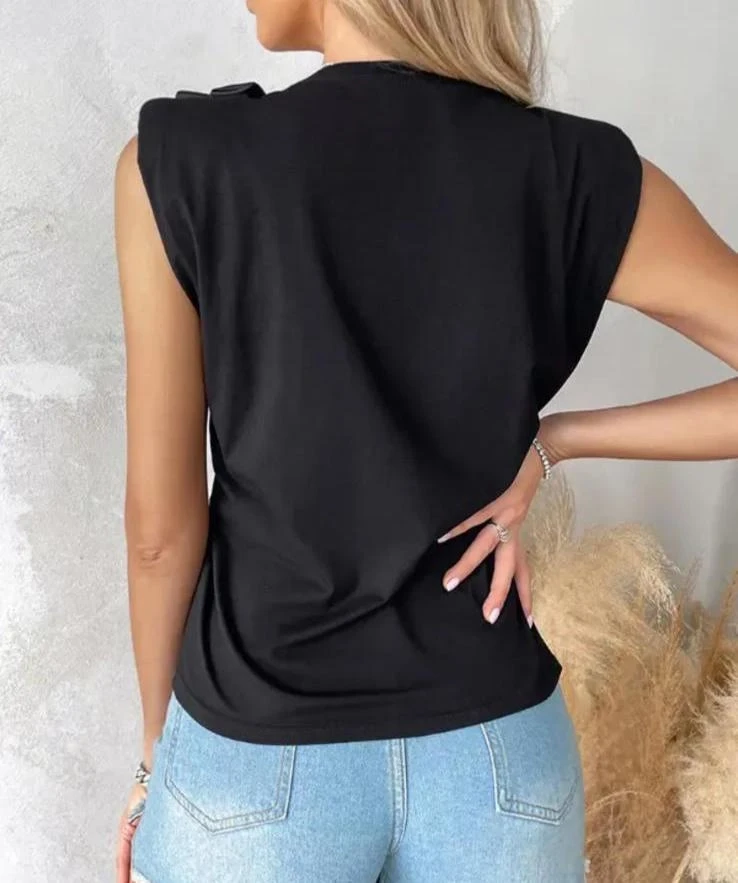 Dalgıç Kumaş Gül Aksesuarlı Bluz