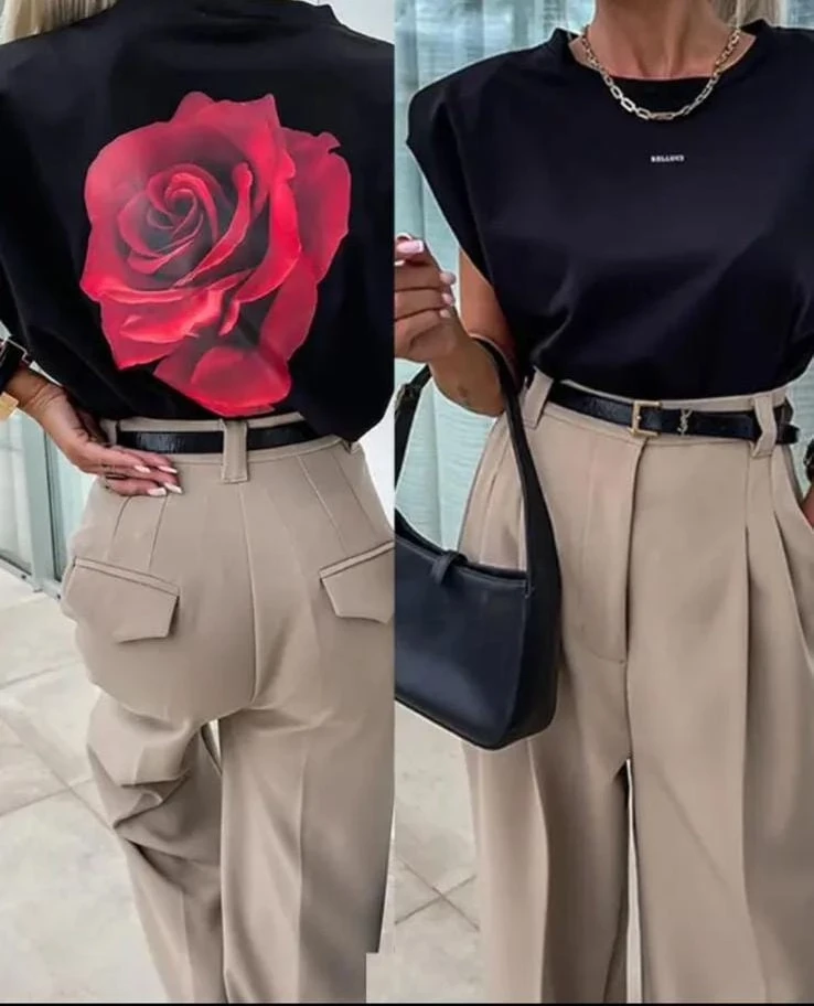 Dalgıç Kumaş Gül Baskı Detaylı Bluz