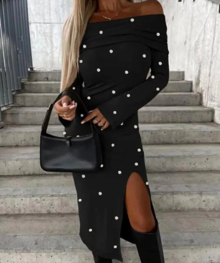 Dalgıç Kumaş İnci  detaylı elbise