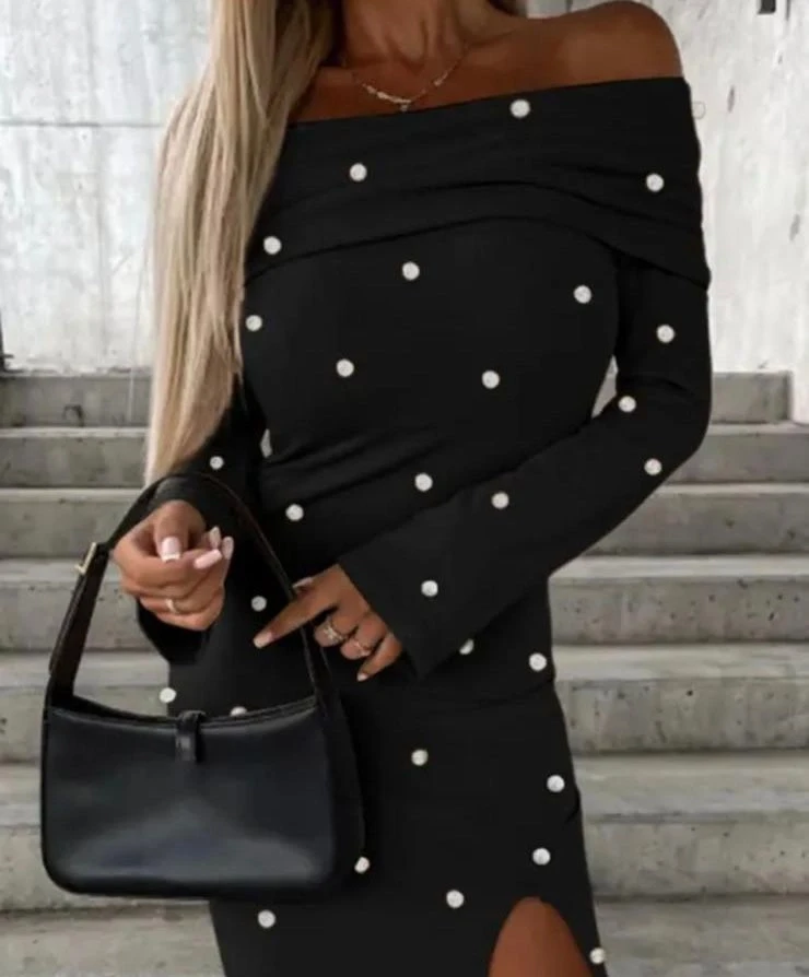 Dalgıç Kumaş İnci  detaylı elbise